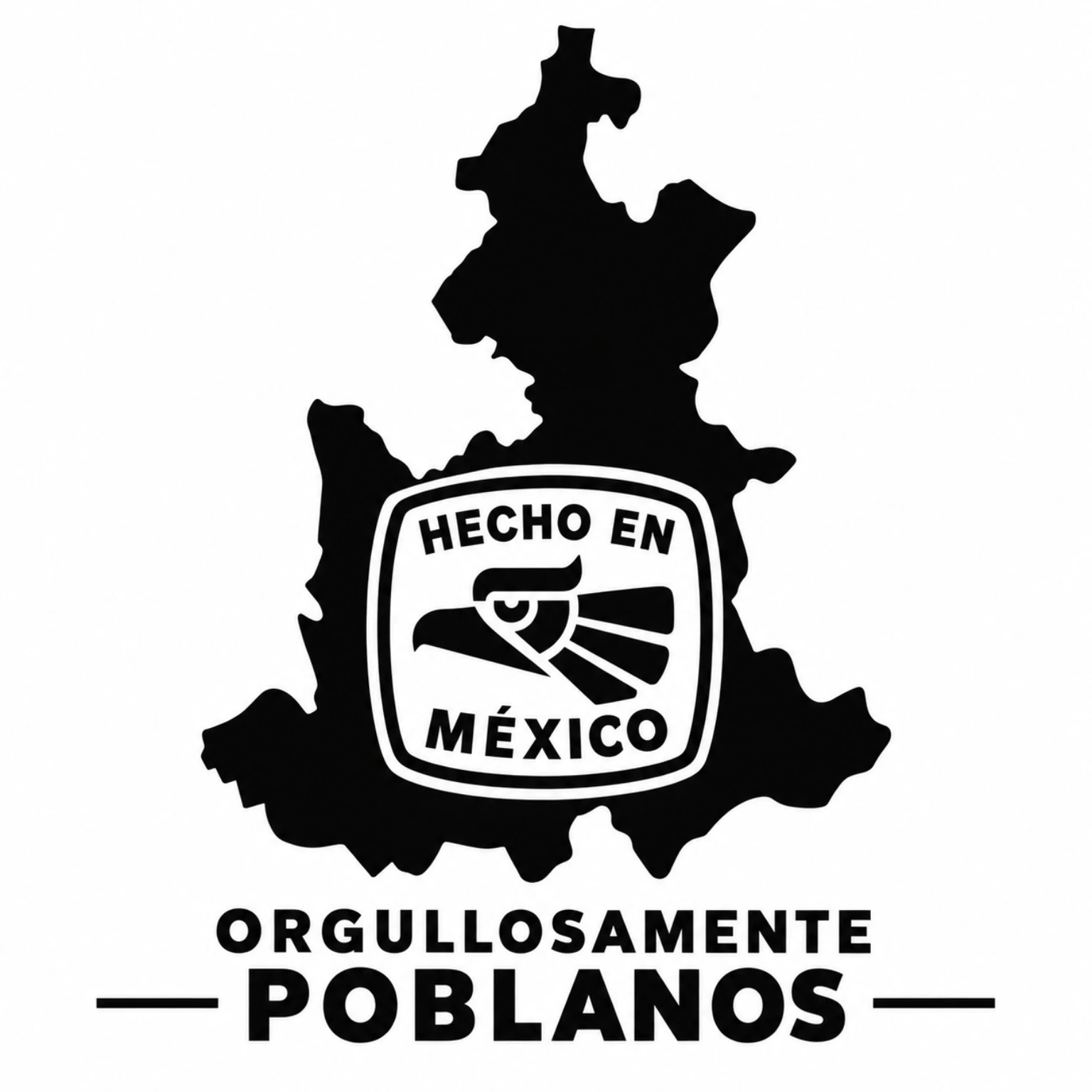 Emblema Orgullosamente Poblanos, hecho en México